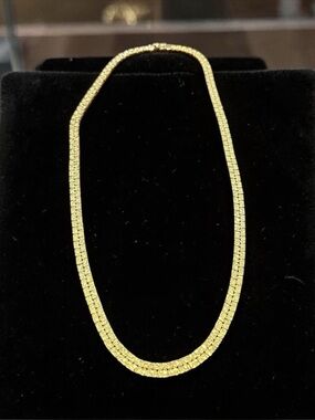 Vintage flat gold nugget style chain 26” unisex
